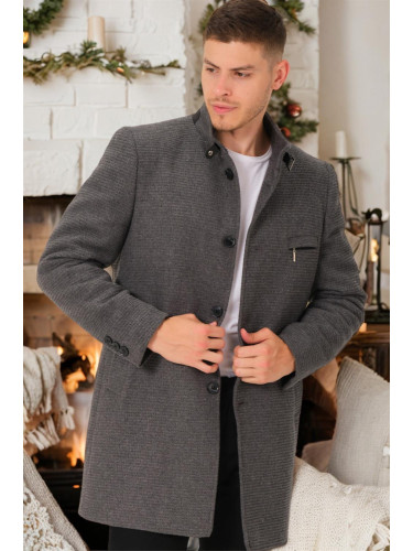 PLT8367 DEWBERRY MEN'S COAT-PLAIN LIGHT GREY