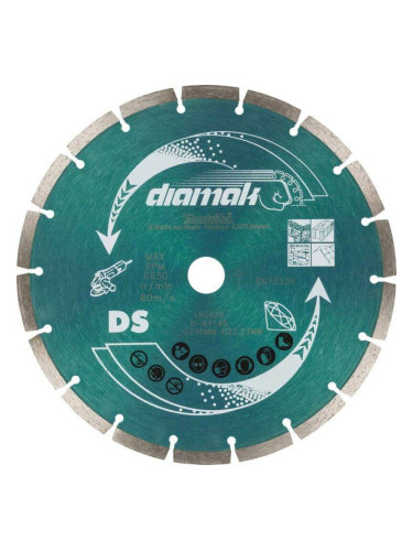 Комплект диамантени дискове за сухо и мокро рязане 230 мм, 10 бр., Makita D-61145-10