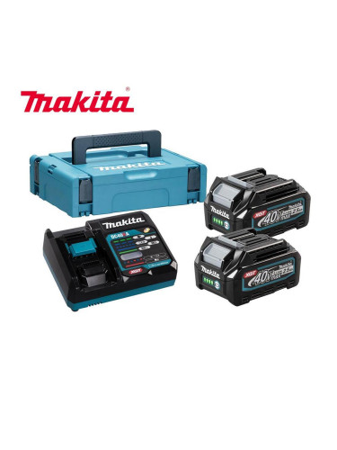 Акумулаторен комплект Makita 191J81-6 (батерии BL4025, 40V, 2x2.5Ah + зарядно DC40RA + куфар Makpac 1)