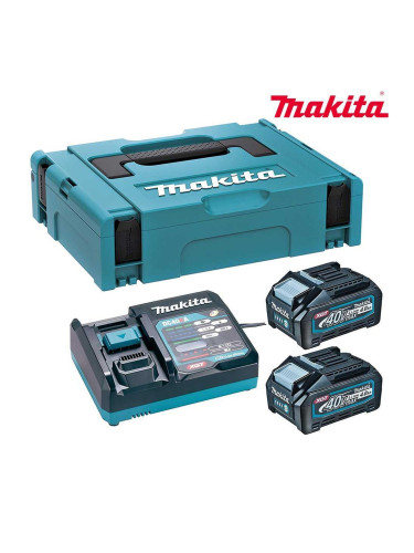 Акумулаторен комплект Makita 191J97-1 (батерии BL4040, 40V, 2x4Ah + зарядно DC40RA + куфар тип Makpac 1)