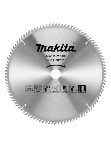Циркулярен TCT режещ диск за дърво, Makita D-72338, 305x30x100T