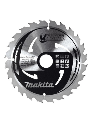 Циркулярен TCT режещ диск за дърво, Makita MFORCE B-08056, 190x30x24T