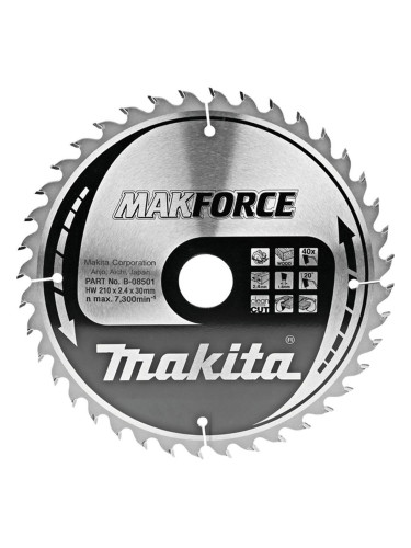 Циркулярен TCT режещ диск за дърво, Makita MAKFORCE B-08501, 210x30x40T