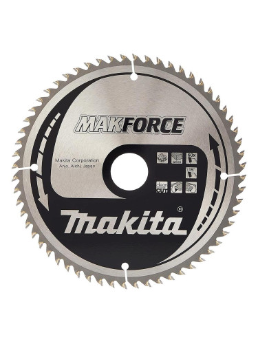 Циркулярен TCT режещ диск за дърво, Makita MAKFORCE B-08567, 230x30x60T