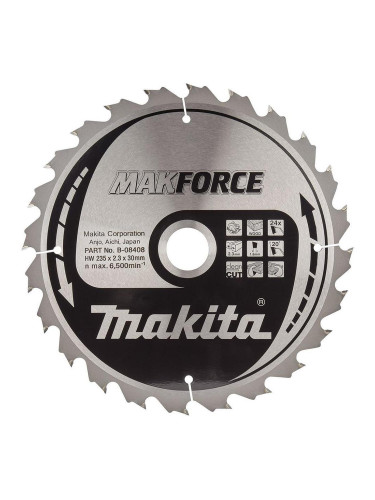 Циркулярен TCT режещ диск за дърво, Makita MAKFORCE B-08408, 235x30x24T