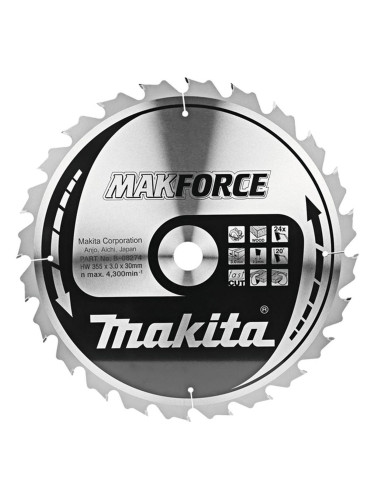 Циркулярен TCT режещ диск за дърво, Makita MAKFORCE B-08274, 255x30x24T