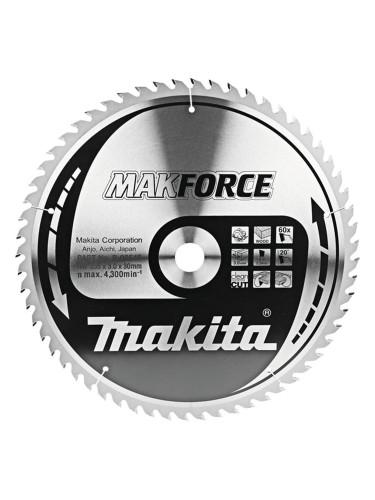Циркулярен TCT режещ диск за дърво, Makita MAKFORCE B-08545, 355x30x60T