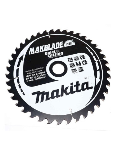 Циркулярен TCT режещ диск за дърво, Makita MAKBlade Plus B-08654, 260x30x40T