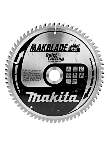 Циркулярен TCT режещ диск за дърво, Makita MAKBlade Plus B-08707, 260x30x70T