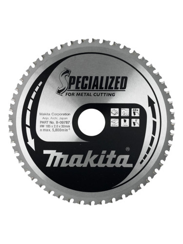 Циркулярен TCT режещ диск за черни метали Makita SPECIALIZED B-09787, 185x30x48T