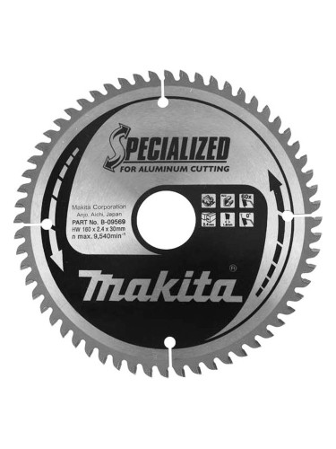Циркулярен TCT режещ диск за алуминий Makita SPECIALIZED B-09569, 160x30x60T