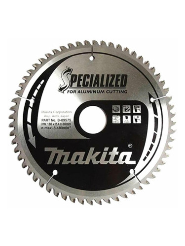 Циркулярен TCT режещ диск за алуминий Makita SPECIALIZED B-09575, 180x30x60T