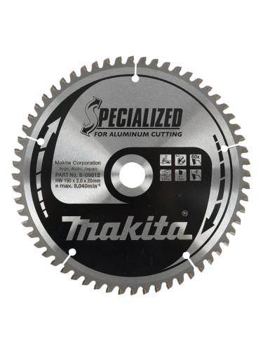 Циркулярен TCT режещ диск за алуминий Makita SPECIALIZED B-09612, 190x20x60T