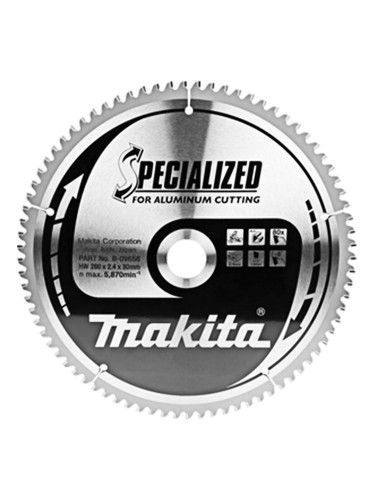 Циркулярен TCT режещ диск за алуминий Makita SPECIALIZED B-09656, 260x30x80T