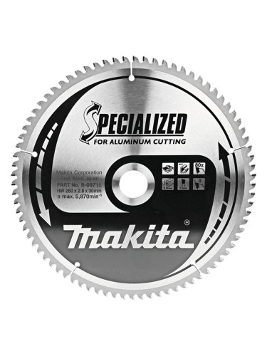 Циркулярен TCT режещ диск за алуминий Makita SPECIALIZED B-09715, 260x30x80T
