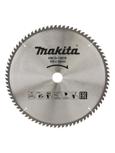 Циркулярен TCT режещ диск за алуминий, Makita D-73019, 305x30x80T