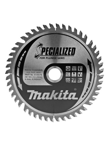 Циркулярен TCT режещ диск за дърво, Makita SPECIALIZED B-09276, 160x20x48T