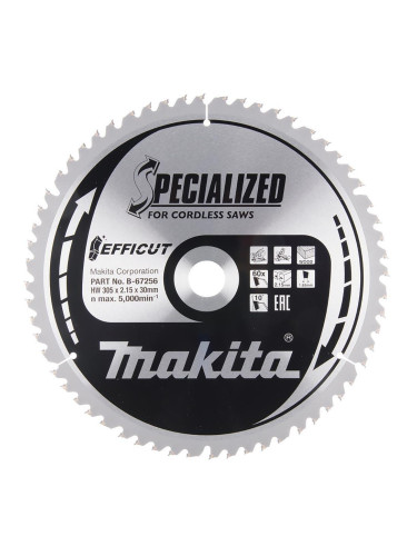 Диск циркулярен за рязане на дърво, 305x30 мм, 60 зъба, Makita B-67256 Specialized Efficut