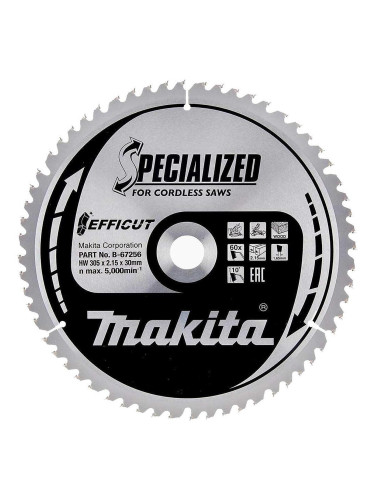 Циркулярен TCT режещ диск за дърво, Makita SPECIALIZED EFFICUT B-67256, 305x30x60T