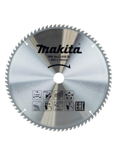 Многофункционален циркулярен TCT режещ диск, Makita D-65676, 305x30x80T