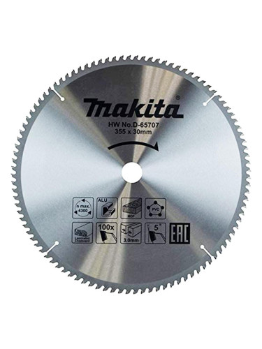Многофункционален циркулярен TCT режещ диск, Makita D-65707, 355x30x100T