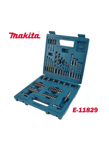 Комплект накрайници и свредла, 60 части, Makita E-11829