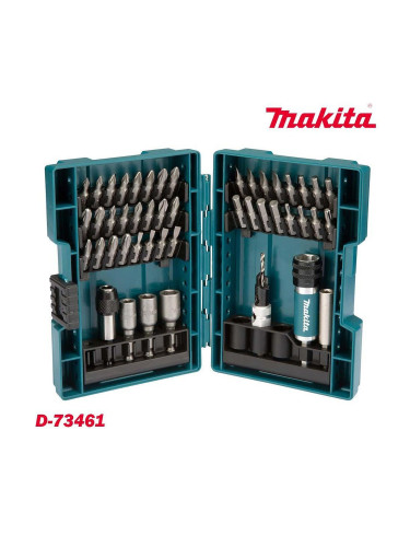 Битове и накрайници, с магнитни вложки и водач свредло, 47 части, Makita D-73461