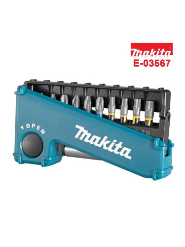 Комплект торсионни битове/накрайници с магнитен държач, 25 мм, 11 части, PH/PZ/TX, Makita E-03567 Impact Premier