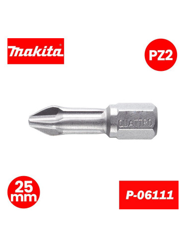 Торсионен бит / накрайник Makita P-06111, 25мм, PZ2, 1/4", 10бр. в комплект