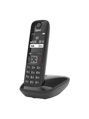 Безжичен телефон Gigaset AS690, 2" (5.08cm) монохромен дисплей, адресна памет за 100 номера, черен