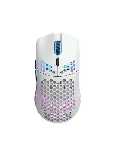 Мишка Glorious - Model O Wireless, оптична (19 000dpi), безжична, USB, матирано бяла, до 71 часа живот на батерията, 6 програмируеми бутона, RGB подсветка
