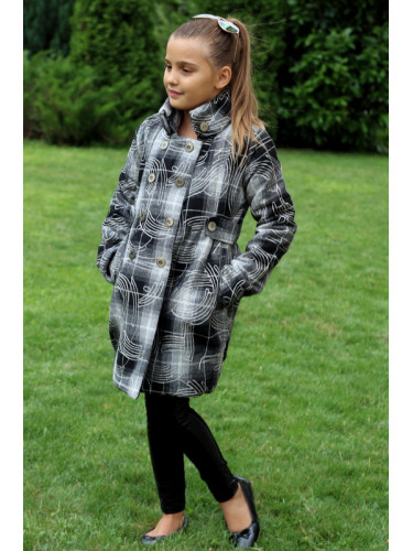 Детско палто за момиче в черно и бяло