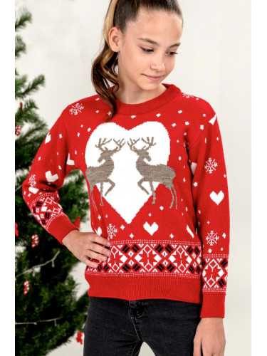 Детски коледен пуловер в червено за момче или момиче 411258