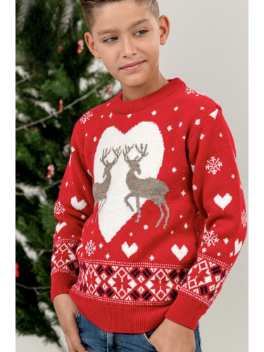 Детски коледен пуловер в червено за момче 7485226