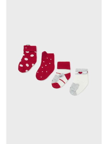 Бебешки чорапи Mayoral Newborn Gift box (4 чифта) в червено