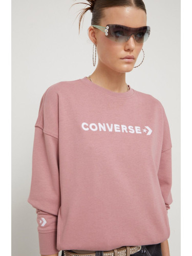 Суичър Converse в розово с принт