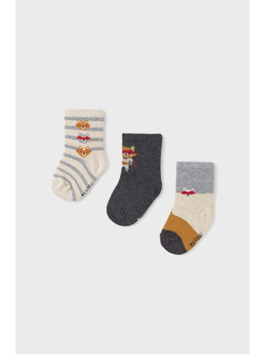Бебешки чорапи Mayoral (3 броя) в сиво