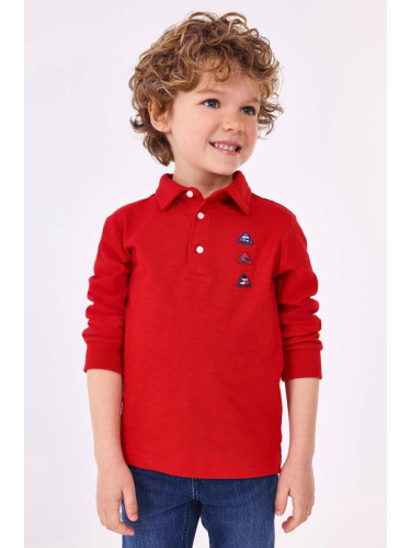 Детска блуза с дълги ръкави Mayoral в червено с апликация