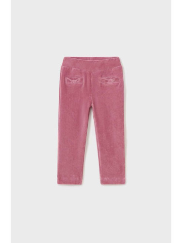 Детски джинсов панталон Mayoral в розово с изчистен дизайн