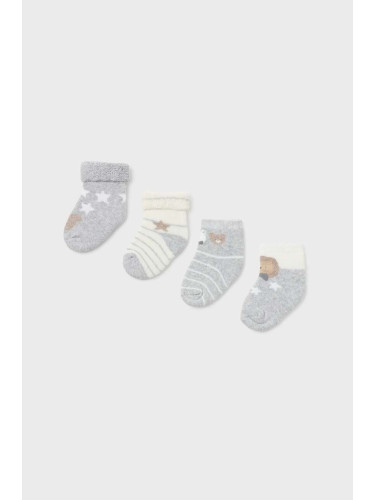 Бебешки чорапи Mayoral Newborn (4 броя) в сиво