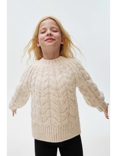 Детски пуловер Mayoral в бежово от лека материя