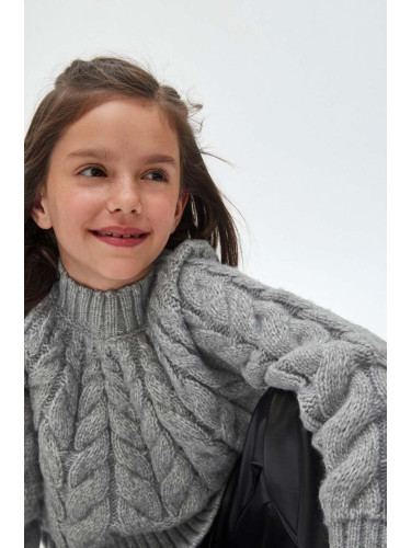 Детски пуловер Mayoral в сиво от лека материя