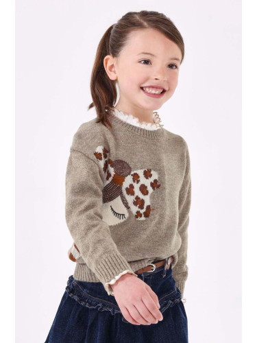 Детски пуловер с вълна Mayoral в бежово от топла материя