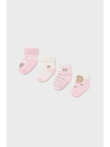 Бебешки чорапи Mayoral Newborn (4 броя) в розово
