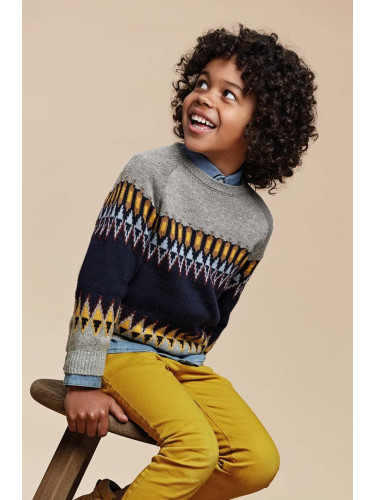 Детски пуловер с вълна Mayoral в тъмносиньо от лека материя