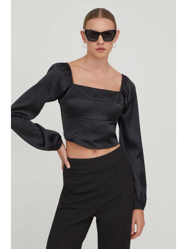 Блуза Hollister Co. в черно с изчистен дизайн