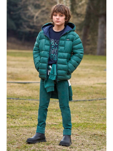 Детски панталон Mayoral slim fit в зелено с изчистен дизайн