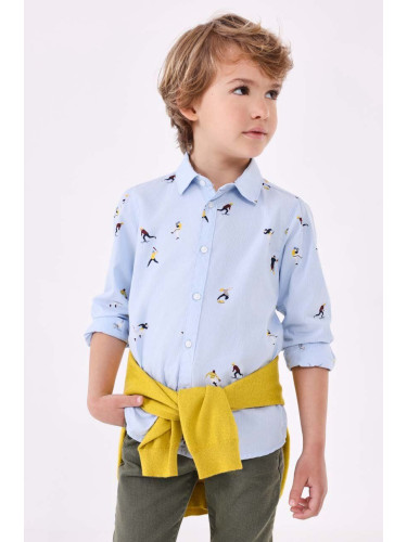 Детска памучна риза Mayoral в синьо