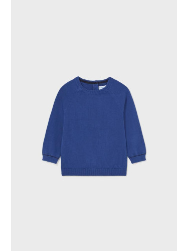 Бебешки памучен пуловер Mayoral в синьо от лека материя