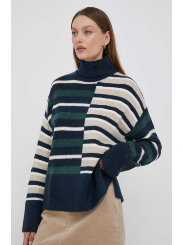 Пуловер с вълна Pepe Jeans дамски от топла материя с поло